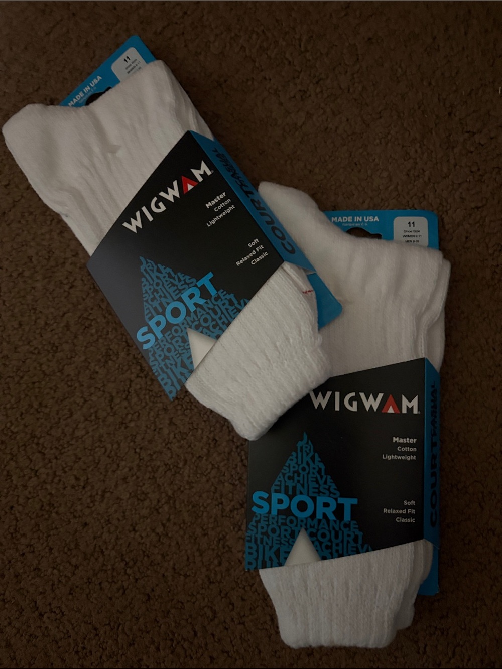 Men’s White Sport Crew Socks - 2 Pack